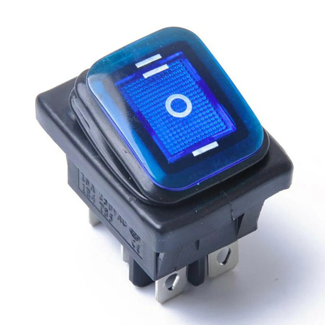 Pack of 2 6 Pin Rocker Switch On Off On DPDT 3 Position 16A 250V AC with Blue LED for Car and Boat Electrical Systems