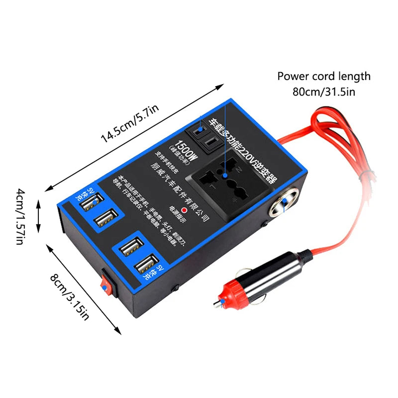 New Car Inverter Car Power Inverter 2000W DC 12V/24V To DC 110V/220V Converter Trip 4 USB Overload Protection