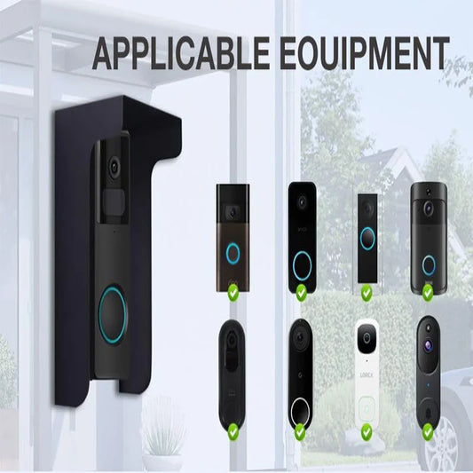Metal Ring Doorbell Cover Plate Visual Doorbell Rain Cover Black Doorbell Rain Cover Windproof Round Doorbell Bracket Kit
