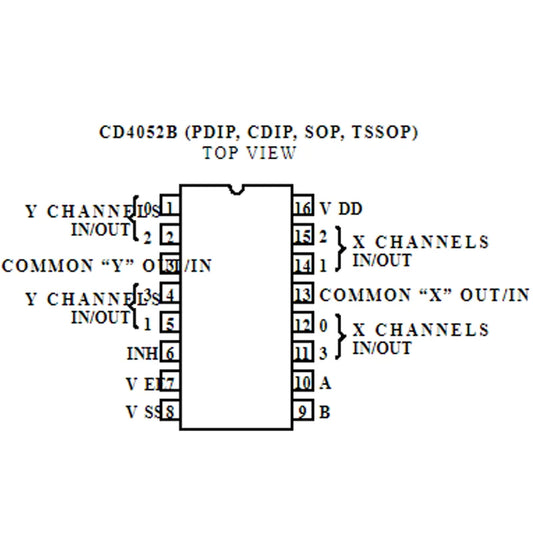 10PCS CD4052BE DIP-16 2-Channel Analog Multiplexer / Demultiplexer IC
