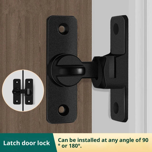 New Punch-free Hasp Latch Door Lock Black Cabinet Locks Kids Safety Lock Sliding Door Anti-pried Hook Lock Hardware
