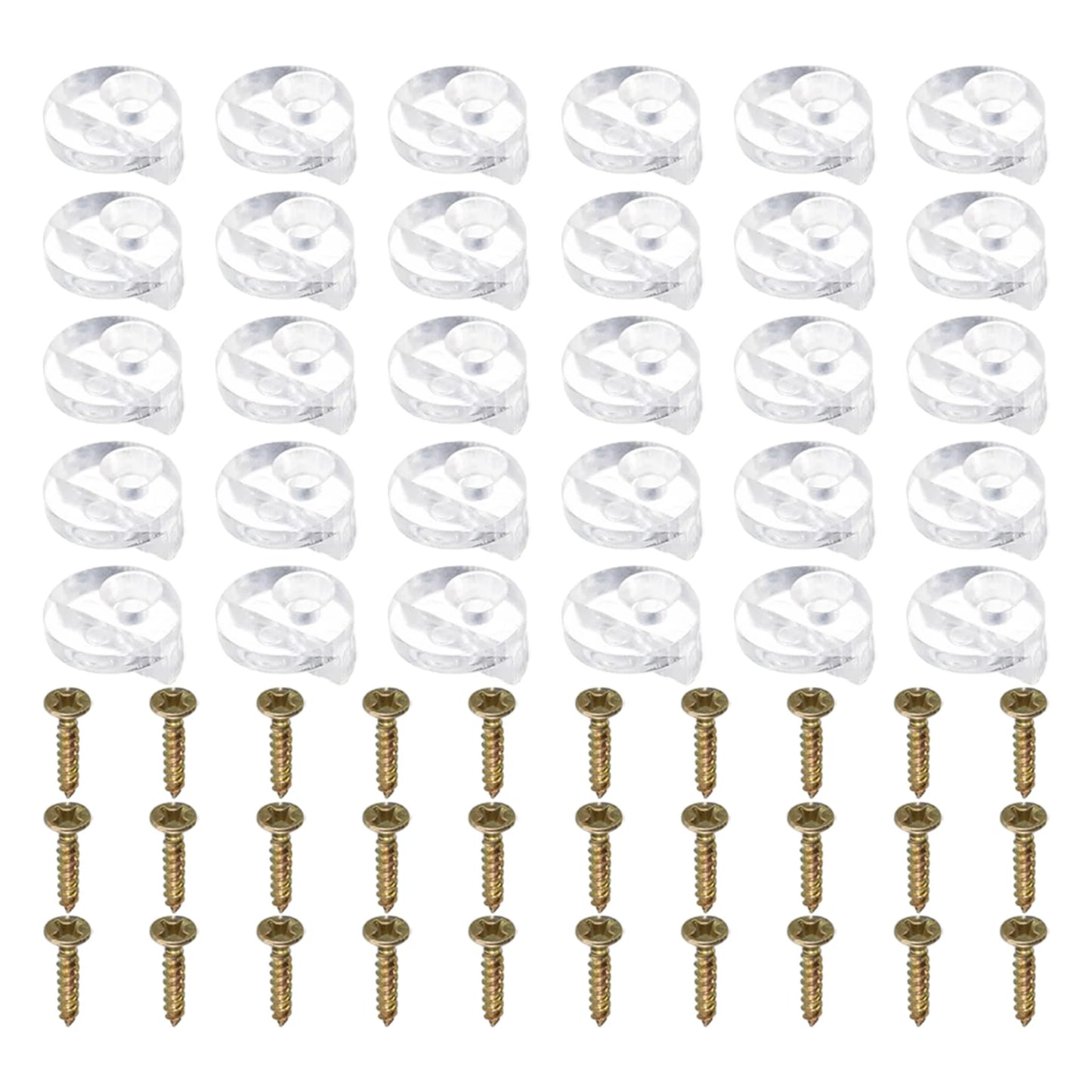 30 Set Plastic Glass Retainer Clips with Screws for Glass Panel Installation Compatible with 4mm Thickness Glass in Cabinets