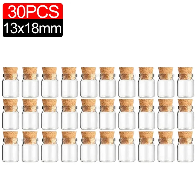 10/100Pcs Mini Clear Glass Bottles with Cork Stopper, Message Bottles for Wedding, Birthday, Party Decoration, DIY Jars, Vials, Gifts