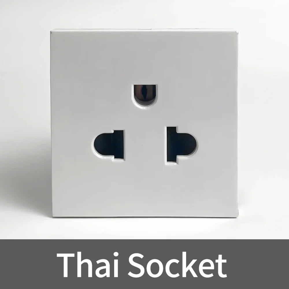 Fireproof 13A Wall Outlet 8mm Stainless Steel UK EU US FR Universal Power Socket Single Double Gang DIY