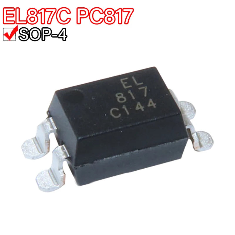 EL817 / PC817 Optocoupler — SOP-4 SMD, 5kV Isolation, 50–300% CTR (20-Pack)