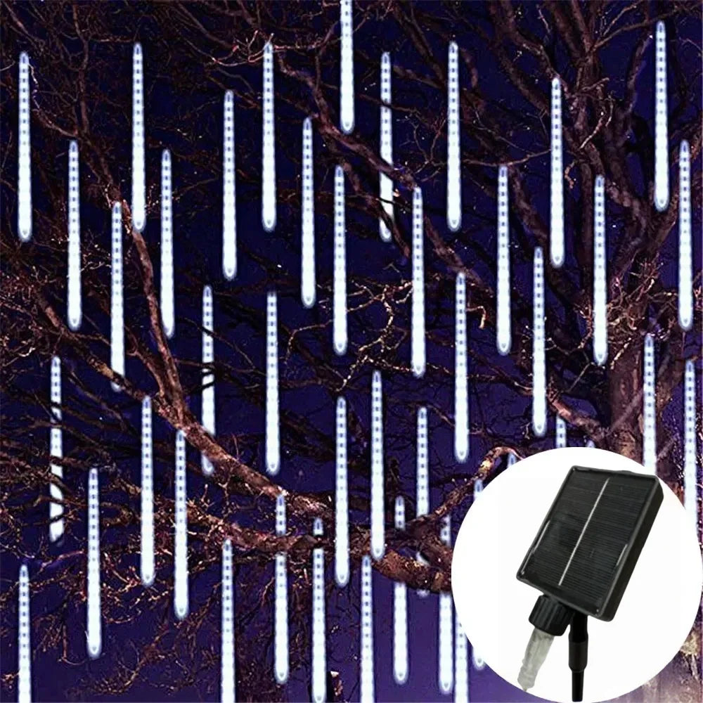 Solar Powered LED Meteor Shower Fairy Lights | 30M / 50M | 8 Tubes | Garden Outdoor Christmas Wedding Decoration