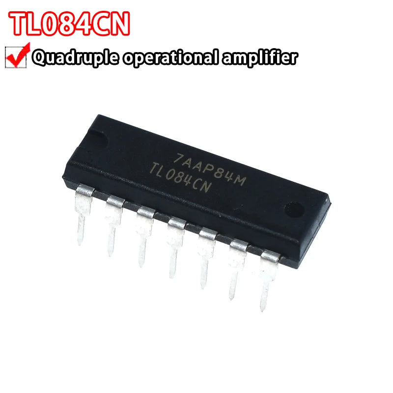 TL064 / TL074 / TL084 Quad JFET Op-Amp IC — DIP-14, ±2.25–18V, 3MHz GBW (5-Pack)