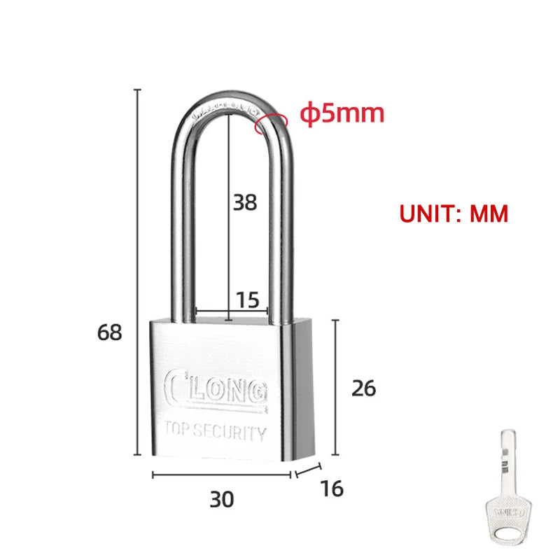 Stainless Steel Waterproof Padlock Same Key Open All Locks
