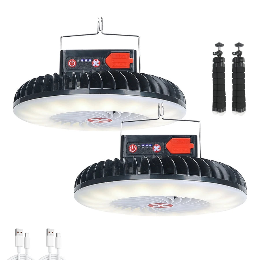 3 in 1 LED Fan Light Camping Tent Lamp USB Charging Portable Lantern