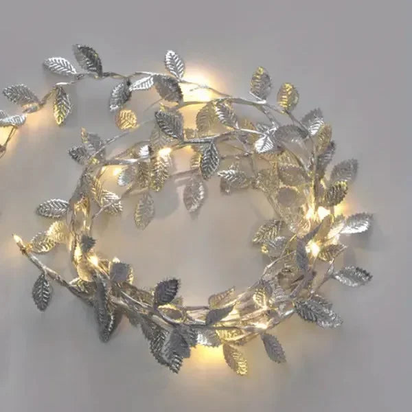 Silver Golden Tiny Leaves LED Fairy Lights String 5M 10M Christmas Wedding Party Holiday Garland Wreath Decor