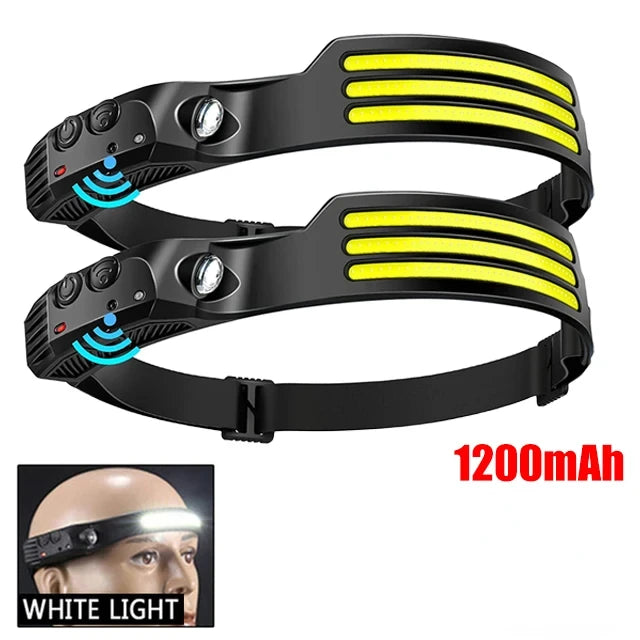 LED Headlamp Sensor Headlight With Built-in Battery Head Flashlight USB Rechargeable Work Light Head Lamp Super Bright Torch