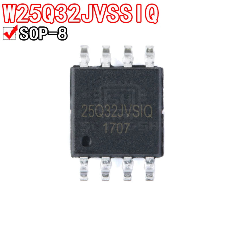 W25Q32JV 32Mbit SPI NOR Flash Memory IC — SOP-8, 133MHz, QSPI, 4MB (5-Pack)