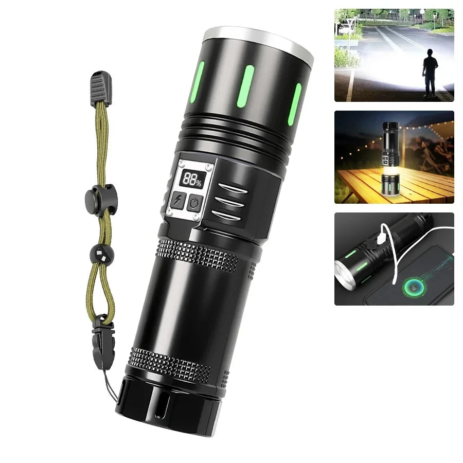 Super Powerful 19000000LM LED Flashlight Rechargeable Big Aperture Torch