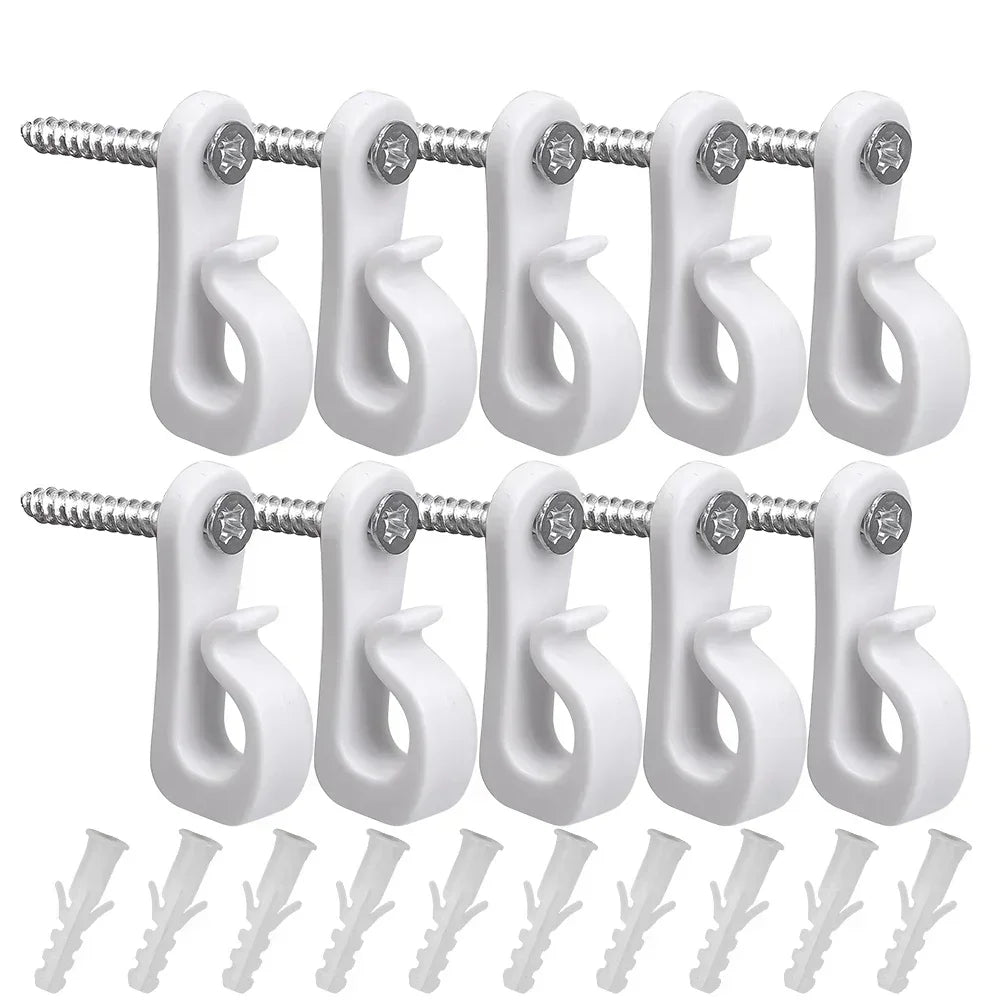 30/1Pcs Q Hanger Hooks for String Lights Hanging Multi-Purpose Plant Cabinet Ceiling Hook with Screw Home Holder Outdoor Supply