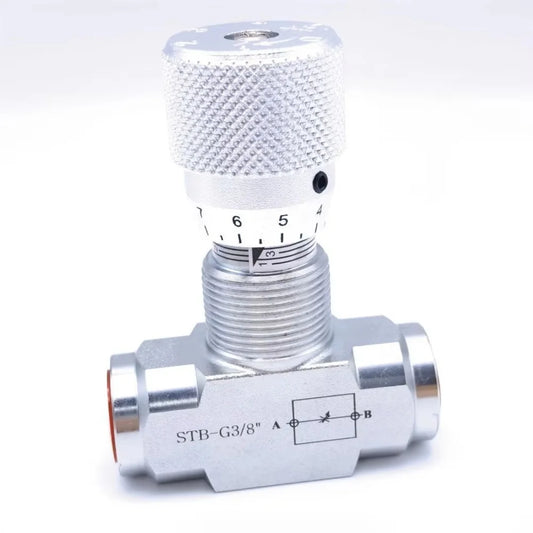 Two Way Throttle Valve with 08L Connector for Hydraulic and Pneumatic Circuits Carbon Steel Construction with NPT Female Thread
