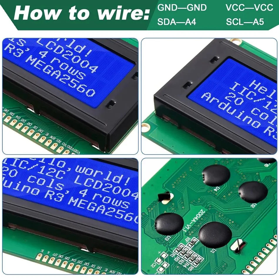 LCD2004 20x4 Character LCD Module with I2C/IIC Serial Interface for Arduino