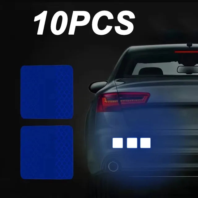 Car Bumper Reflective Safety Strip Stickers – Warning Reflector Tape Decals for Auto Exterior (10pcs/Set)