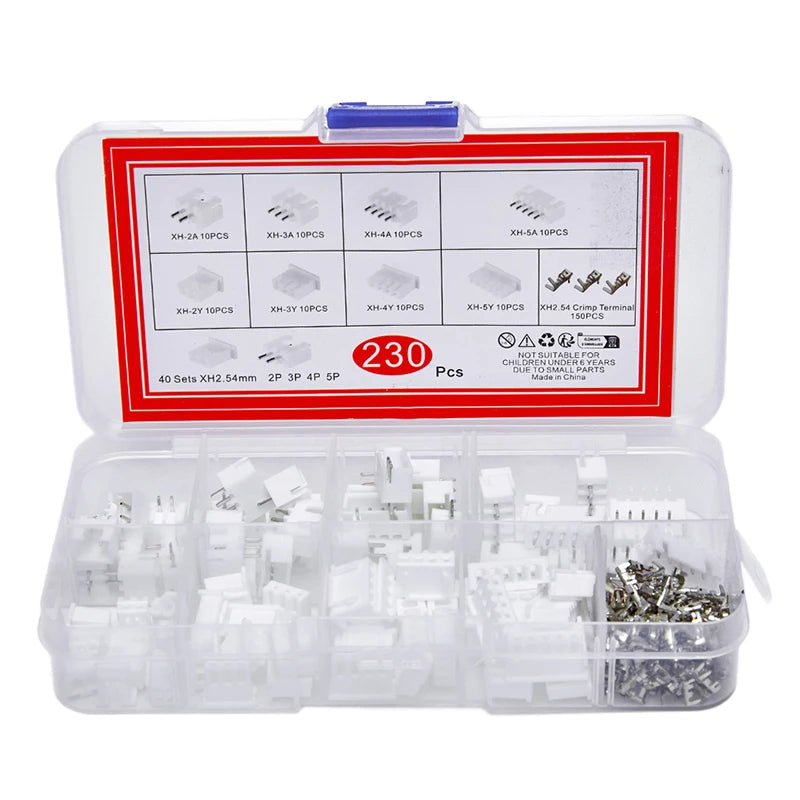 230PCS JST XH2.54 PH2.0 Connector Terminal Kit 2.54/2.0mm Wire Adaptor