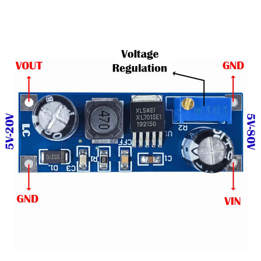 XL7015 Adjustable DC-DC Buck Converter Module 5V-80V to 5V-20V Wide Input Step-Down Power Supply