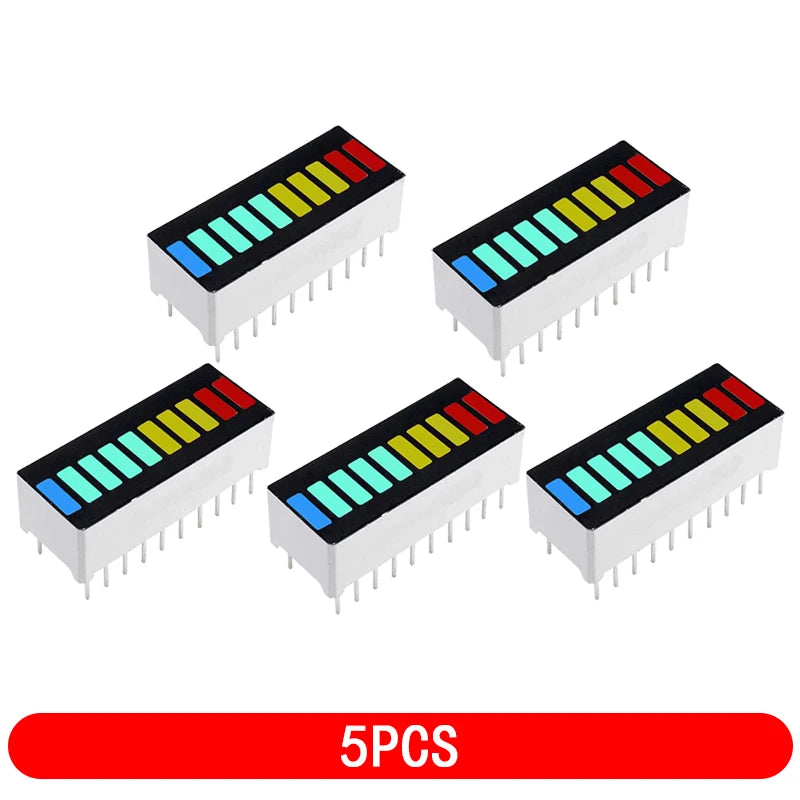 10-Segment Multicolor LED Bar Graph Display Module — Red/Yellow/Green/Blue, Arduino