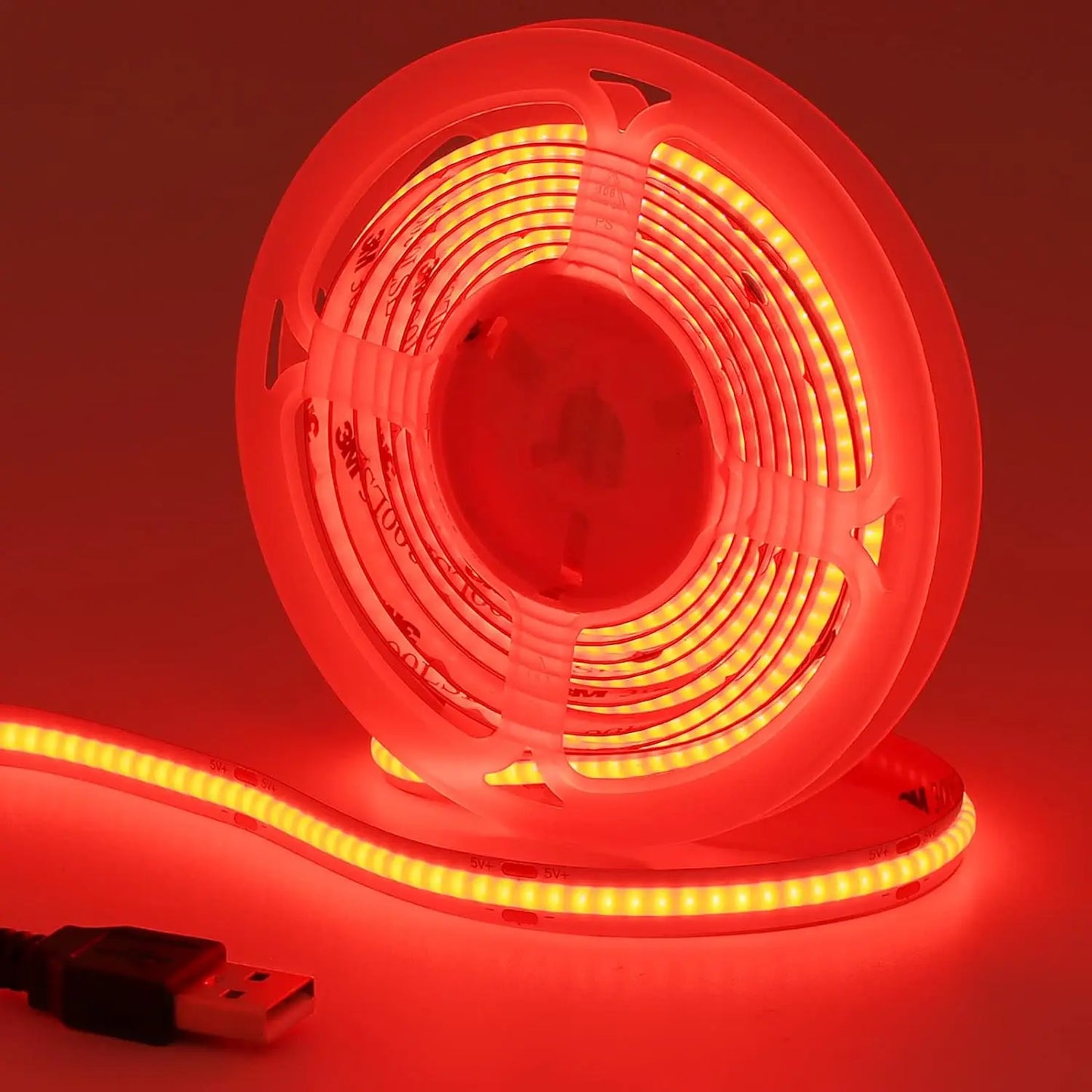 DC 5V USB COB Strip 320Leds/M White/Blue/Pink/Yellow/Pink/Red Flexible Ribbon Rope Night Lamp TV Backlight LED Strip