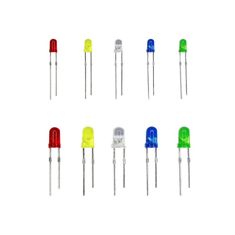 200PC/Lot 3mm & 5mm LED Kit Mixed Color Red Green Yellow Blue White Light Emitting Diodes with Storage Box