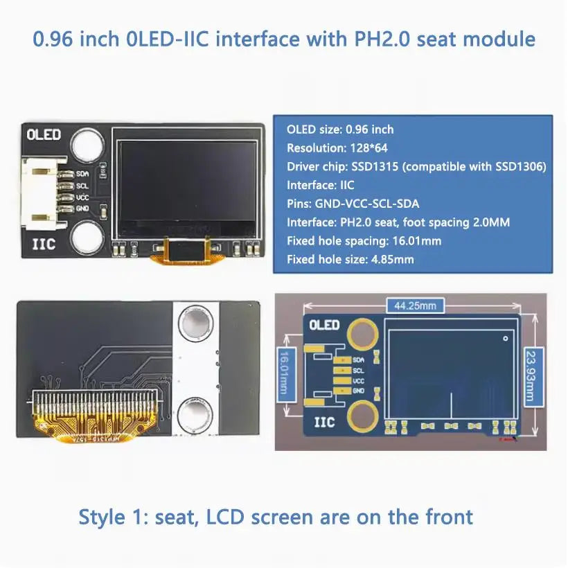 0.96" / 1.3" OLED IIC LCD Display Module SSD1306 SH1106 12864