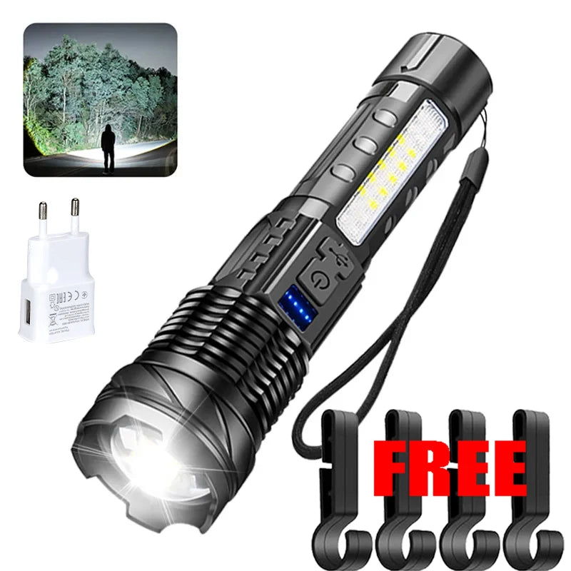 Rechargeable LED Flashlight Camping Light Super Bright Long Range Torch