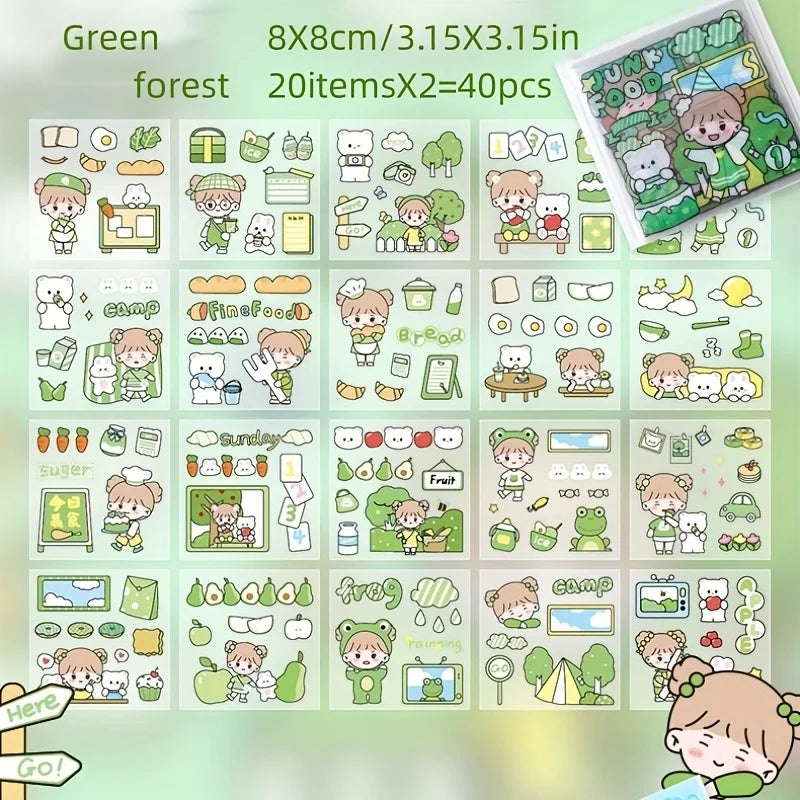 40/80pcs PET Stickers Season Series PET Decorative Stickers DIY Diary Girls Scrapbooking Material Decor Album Stationery Sticker