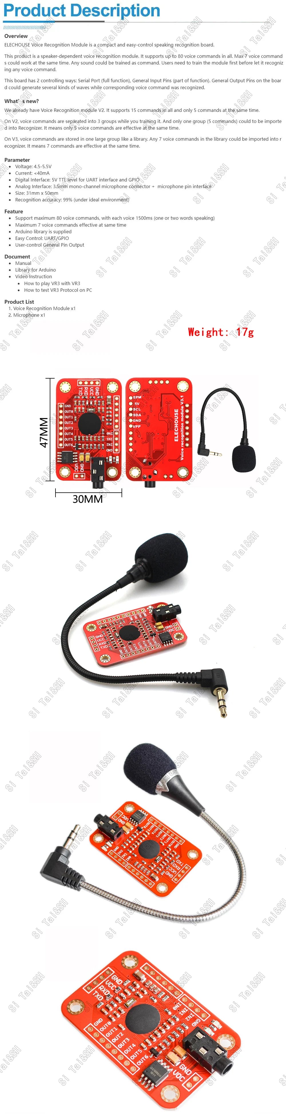 Voice Recognition Module V3 Speech Recognition Board for Arduino with 80 Command Support
