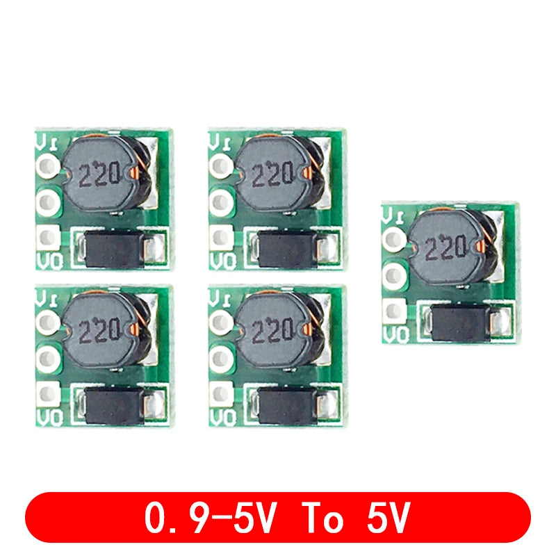 Mini DC-DC Step-Up Boost Converter — 0.9–5V to 3.3V/5V, 500mA, Arduino (2-Pack)