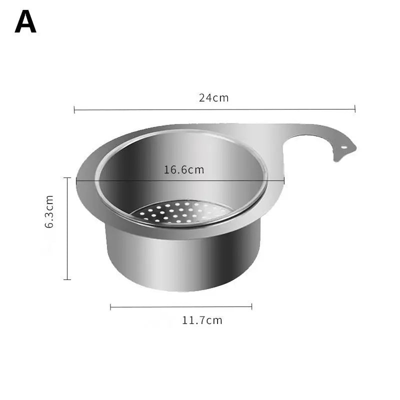 Stainless Steel Sink Strainer Basket Hanging Dry & Wet Separation Filter
