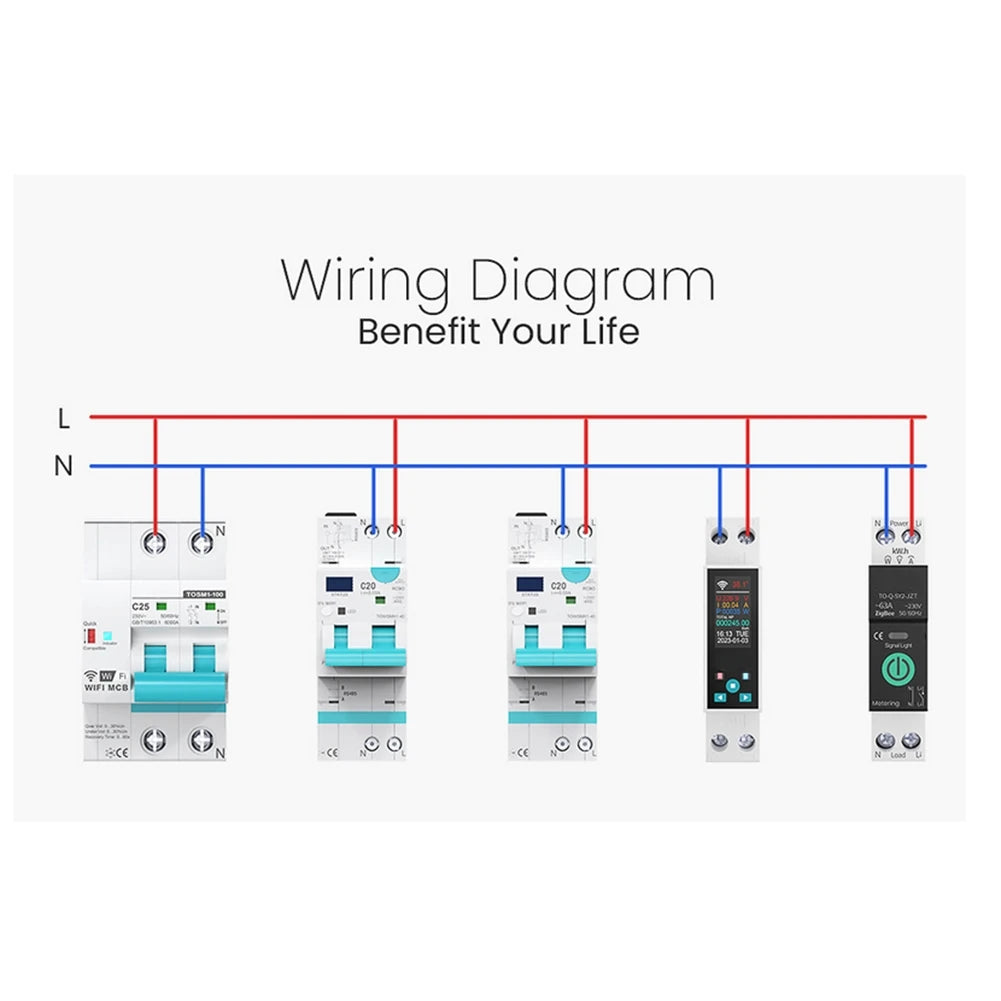 For Tuya Din Rail WIFI Circuit Breaker Timer Remote Control APP Smart Switch MCB Electrical Equipment & Supplies Parts