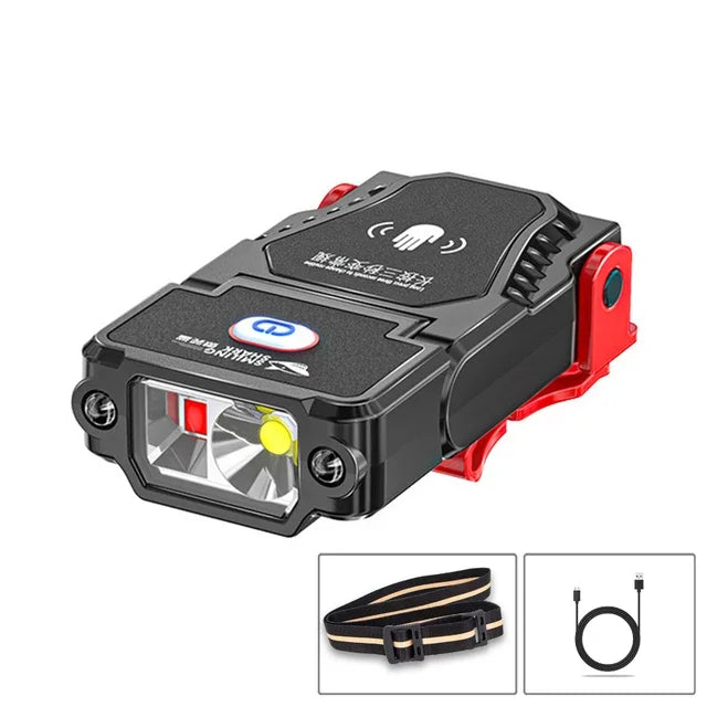Mini Sensor LED Headlamp Adjustable Angle Hat Cap Clip Lights Waterproof USB Rechargeable Lamp Outdoor Camping Fishing Headlight