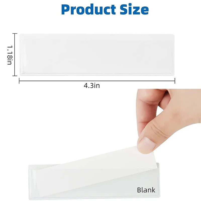4-60PCS Clear Self-Adhesive Label Bag Identification Cards Holder Shelf Tag Pocket Label Holder Classification Warehouse Storage
