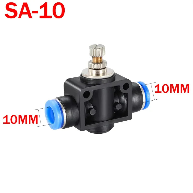 SA Throttle Valve 4-12mm Air Water Flow Control Pneumatic Push In Fittings for Hose Tube Speed Regulation