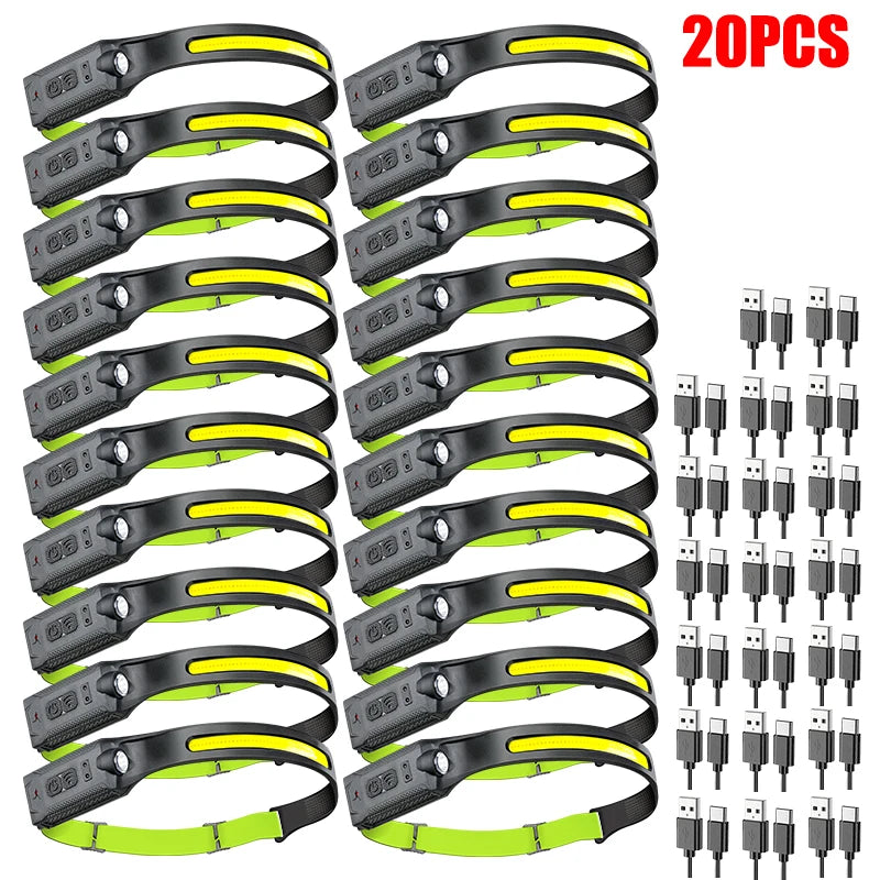 High-power LED Headlamp USB Rechargeable 3-mode Lighting Headlight Flashlight Built in Battery Working Light Camping Torch Light