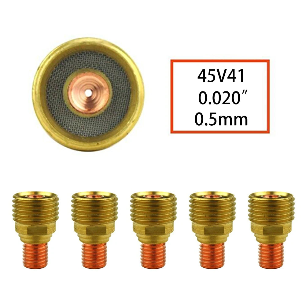 5pcs Welded Gas Lenses Collet Body For TIG Welding Torches Series 9/20/25 With Gas Lens Set-Up 0.020" 0.040" 1/16" 3/32" 1/8"