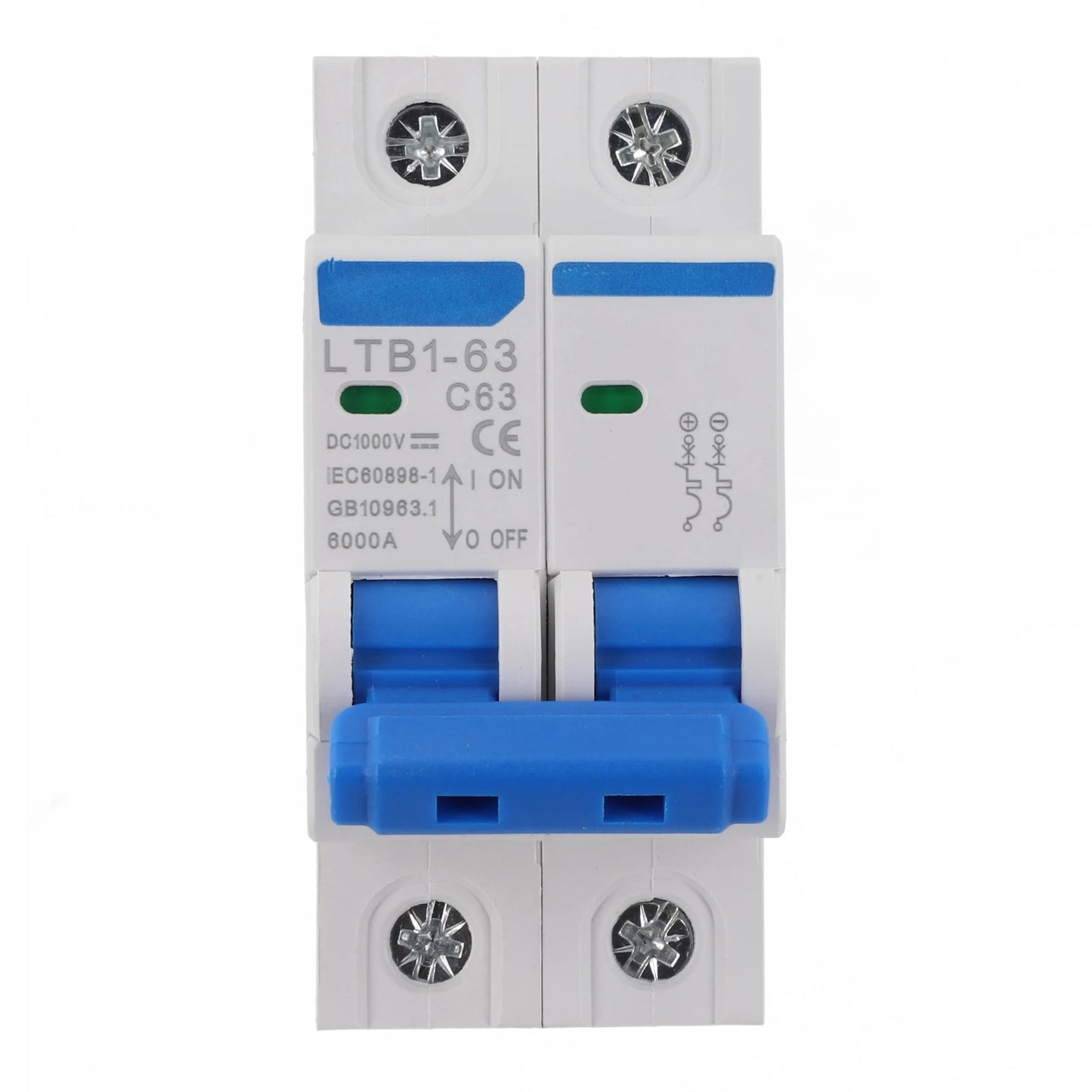 For Solar Photovoltaic Compatible DC 1000V Circuit Breaker Available in 6A to 63A Rated Currents for Overload Protection