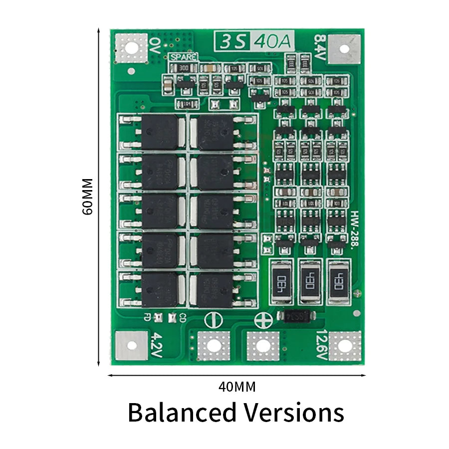 Li-ion Battery Protection Board 40A BMS for 18650 Cells ¨C Enhanced Balanced Version for DIY and Power Tools