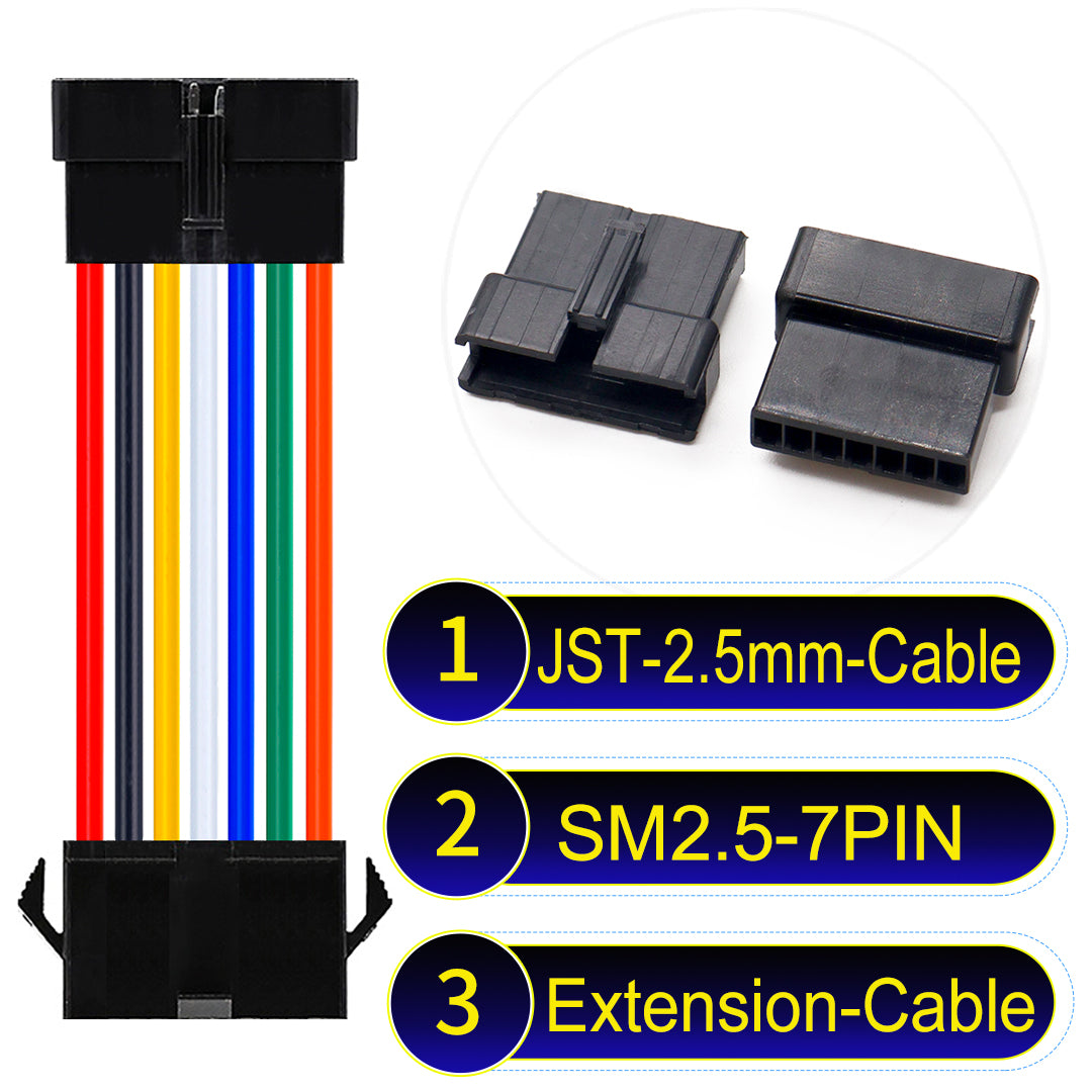 JST SM2.54 7Pin JST SM2.54 Pin Male Female Extension Cable, 2.54mm pitch, UL1007-certified, designed for LED lighting, power modules, and industrial applications.Male Female Extension Cable, 2.54mm pitch, UL1007-certified, designed for LED lighting, power modules, and industrial applications.