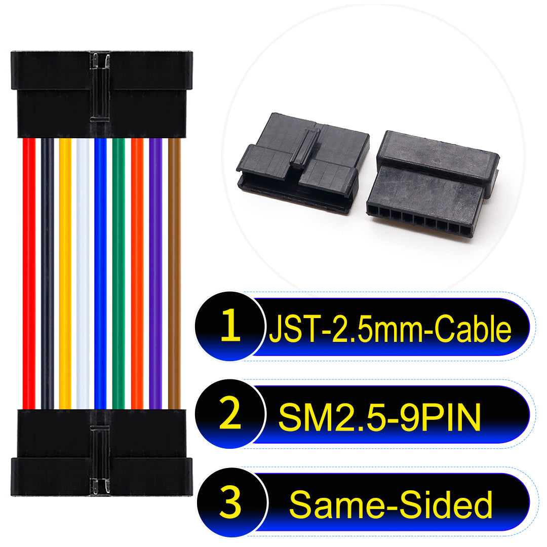 JST SM2.54 9Pin Female Same-Side-Head cable, 2.54mm pitch, UL1007-certified, designed for LED lighting, power modules, and industrial applications.