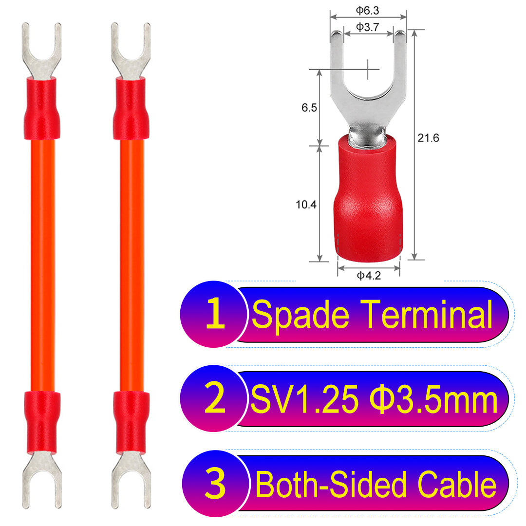 SV1.25_3.5mm_both_sided_spade_terminal_insulated_connector_Cable_Orange