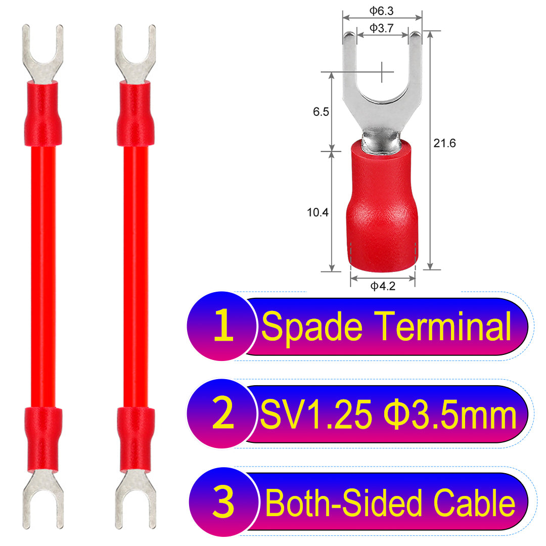 SV1.25_3.5mm_both_sided_spade_terminal_insulated_connector_Cable_Red