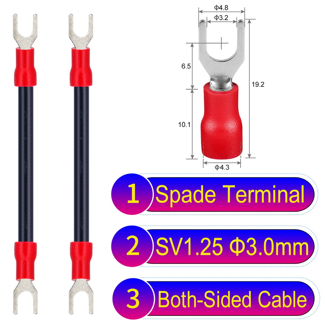 SV1.25_3mm_both_sided_spade_terminal_insulated_connector_Cable_Black