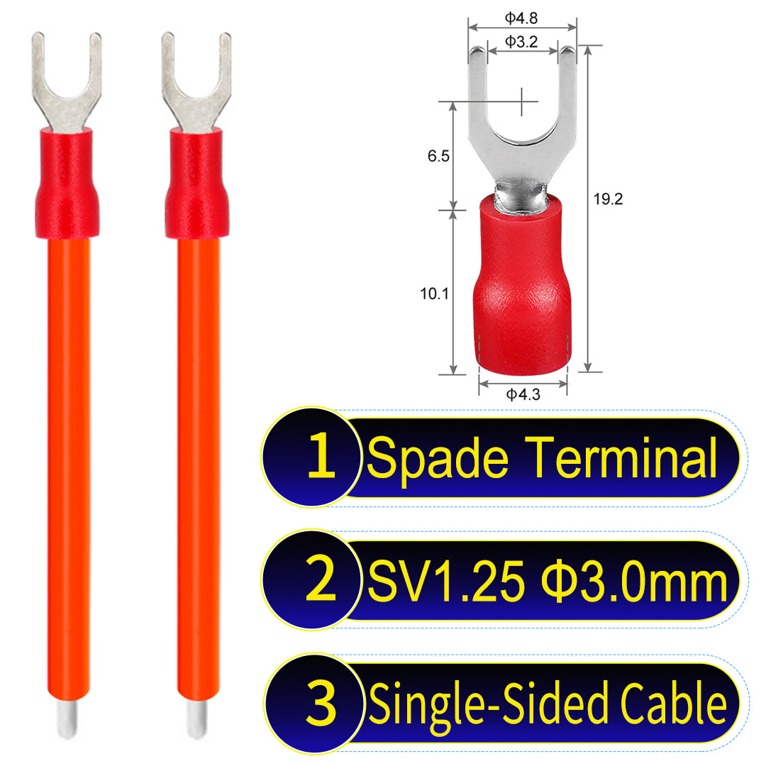 SV1.25_3mm_single-head_spade_terminal_insulated_connector_Cable_Orange