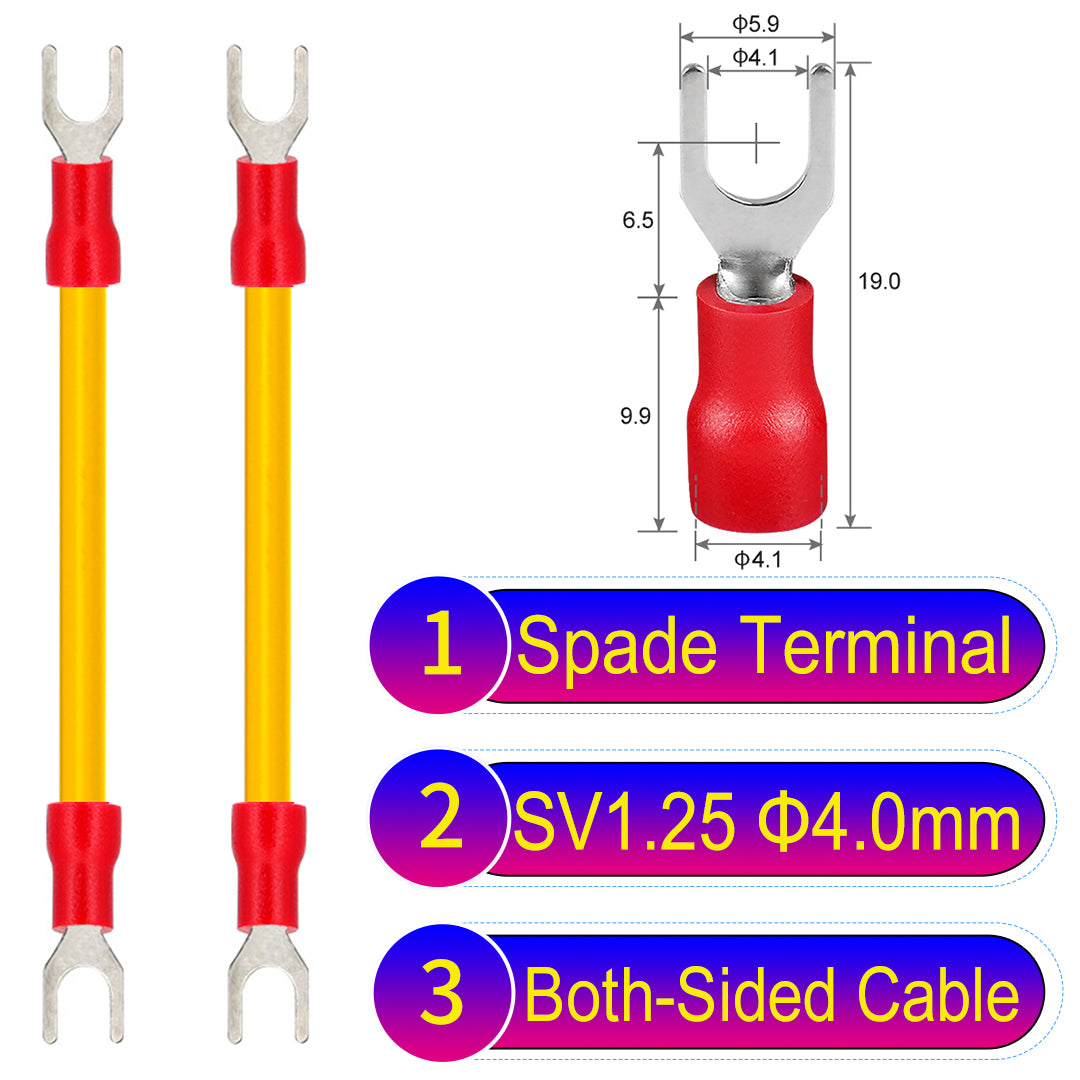 SV1.25_4mm_both_sided_spade_terminal_insulated_connector_Cable_Yellow