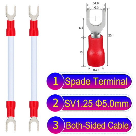 SV1.25_5mm_both_sided_spade_terminal_insulated_connector_Cable_White
