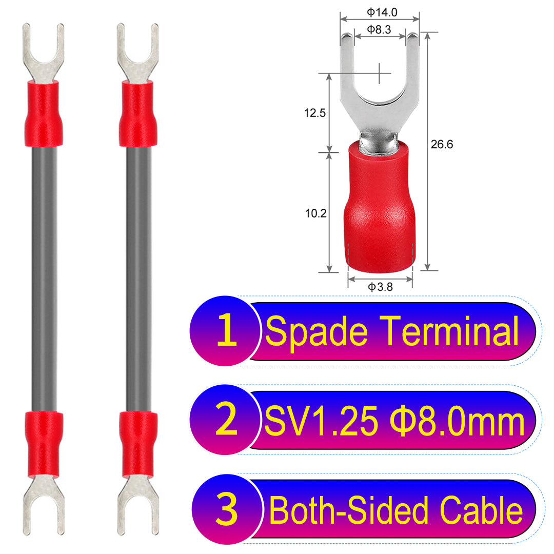 SV1.25_8mm_both_sided_spade_terminal_insulated_connector_Cable_Grey
