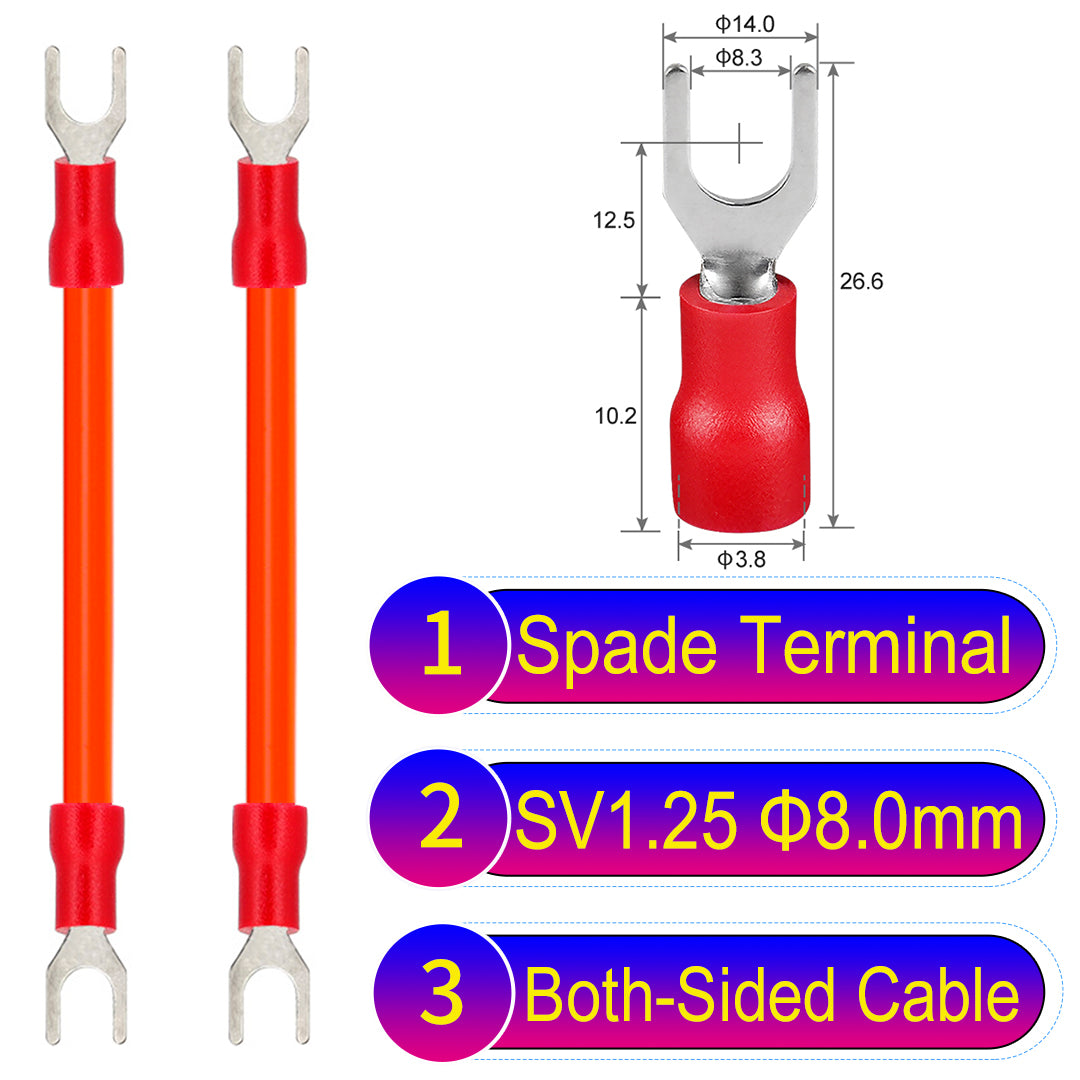 SV1.25_8mm_both_sided_spade_terminal_insulated_connector_Cable_Orange